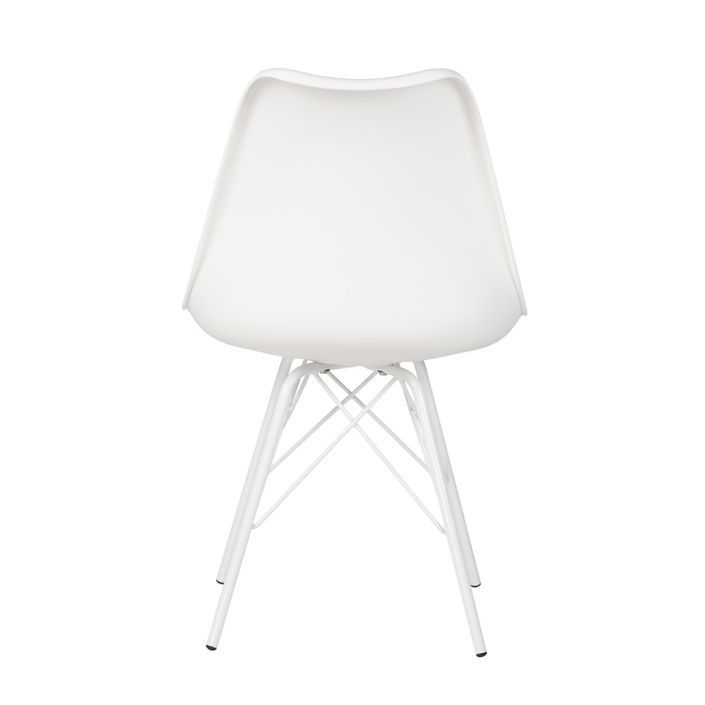 Chaise moderne assise similicuir blanc et pieds métal blanc Kinda - Photo n°5