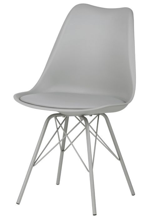 Chaise moderne assise similicuir gris et pieds métal gris Kinda - Photo n°1