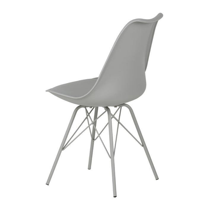 Chaise moderne assise similicuir gris et pieds métal gris Kinda - Photo n°2