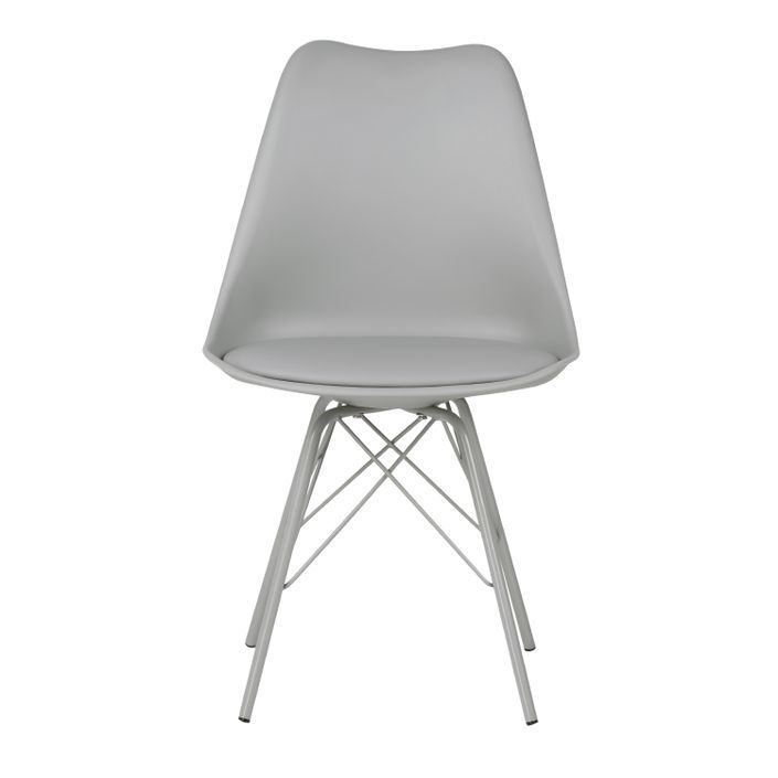 Chaise moderne assise similicuir gris et pieds métal gris Kinda - Photo n°3