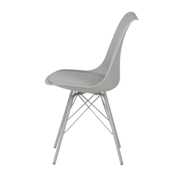 Chaise moderne assise similicuir gris et pieds métal gris Kinda - Photo n°4