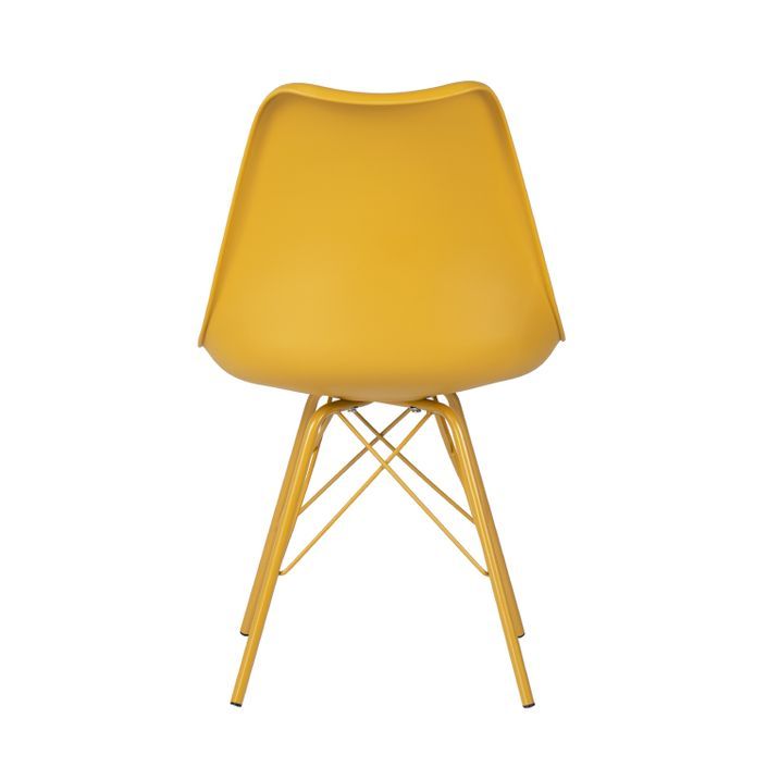 Chaise moderne assise similicuir jaune et pieds métal jaune Kinda - Photo n°5
