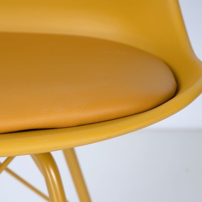 Chaise moderne assise similicuir jaune et pieds métal jaune Kinda - Photo n°6