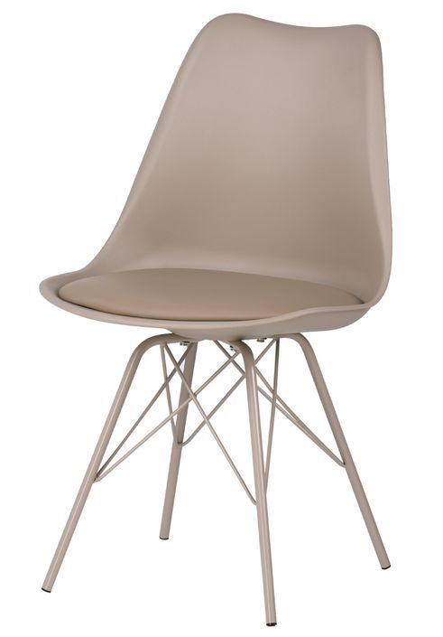 Chaise moderne assise similicuir marron clair et pieds métal marron clair Kinda - Photo n°1