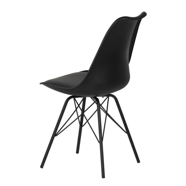 Chaise moderne assise similicuir noir et pieds métal noir Kinda - Photo n°2