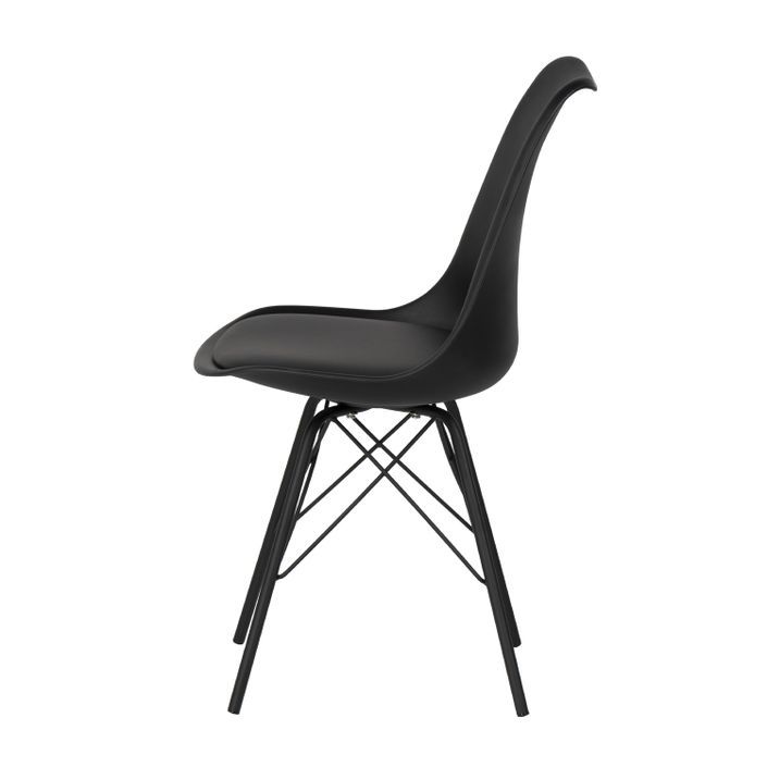 Chaise moderne assise similicuir noir et pieds métal noir Kinda - Photo n°4