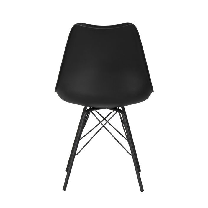 Chaise moderne assise similicuir noir et pieds métal noir Kinda - Photo n°5