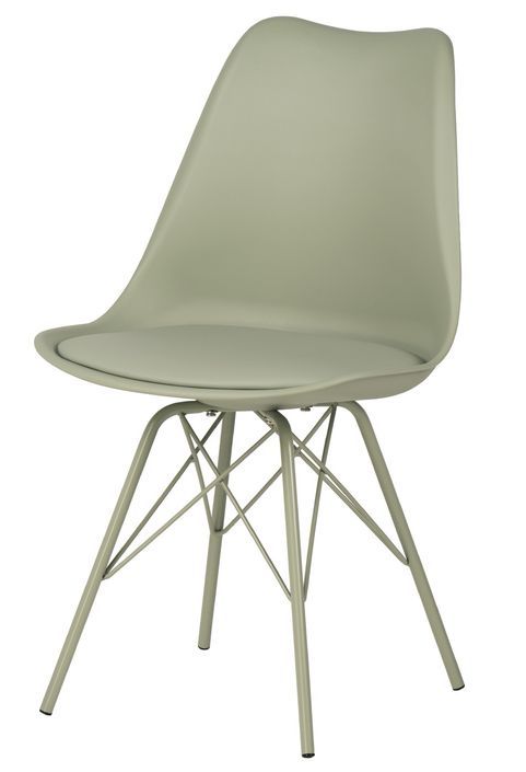 Chaise moderne assise similicuir vert menthe et pieds métal vert menthe Kinda - Photo n°1