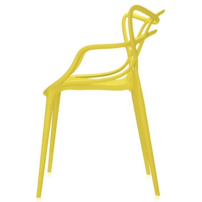Chaise moderne avec accoudoirs polypropylène jaune vif Beliano - Photo n°3