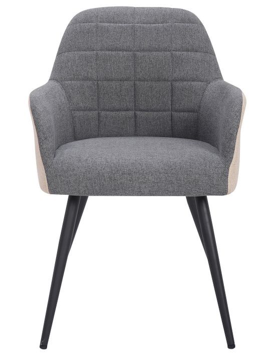 Chaise moderne avec accoudoirs tissu gris et beige Utilia - Lot de 2 - Photo n°3