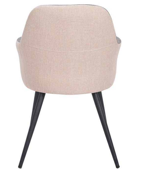 Chaise moderne avec accoudoirs tissu gris et beige Utilia - Lot de 2 - Photo n°5