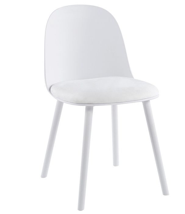 Chaise moderne blanche avec un coussin d'assise en velours blanc Koupa - Photo n°1