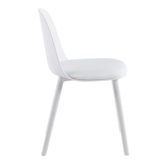 Chaise moderne blanche avec un coussin d'assise en velours blanc Koupa - Photo n°2