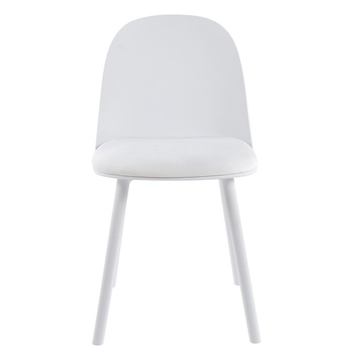 Chaise moderne blanche avec un coussin d'assise en velours blanc Koupa - Photo n°3