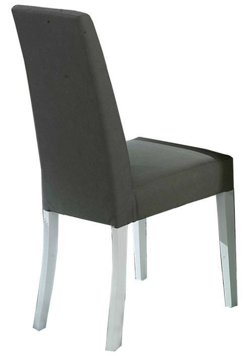 Chaise moderne bois blanc brillant et tissu gris Sting - Photo n°3