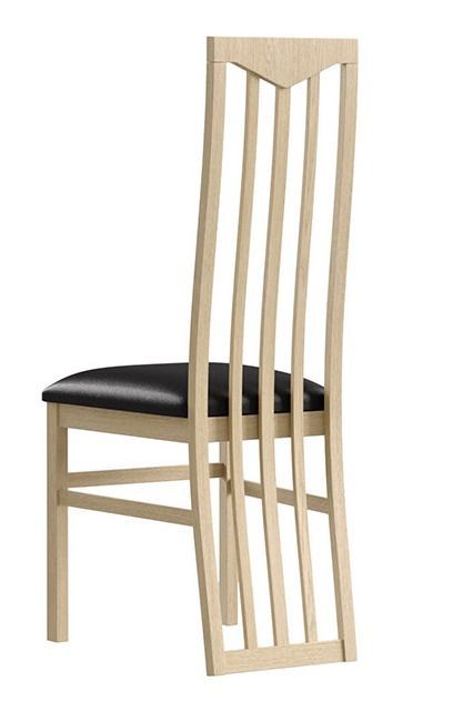 Chaise moderne chêne clair et assise simili cuir noir Italino - Photo n°2