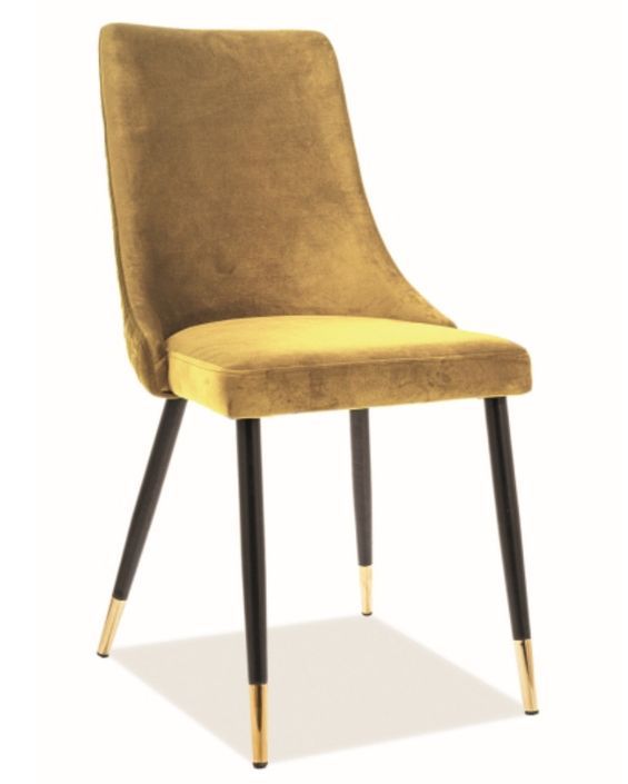 Chaise moderne confortable velours et pieds noir et doré Kouza - Lot de 2 - Photo n°1