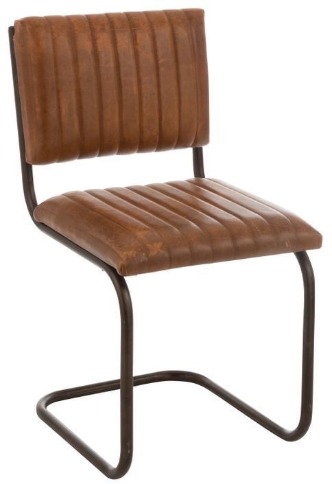 Chaise moderne cuir et métal marron Lignac - Photo n°1
