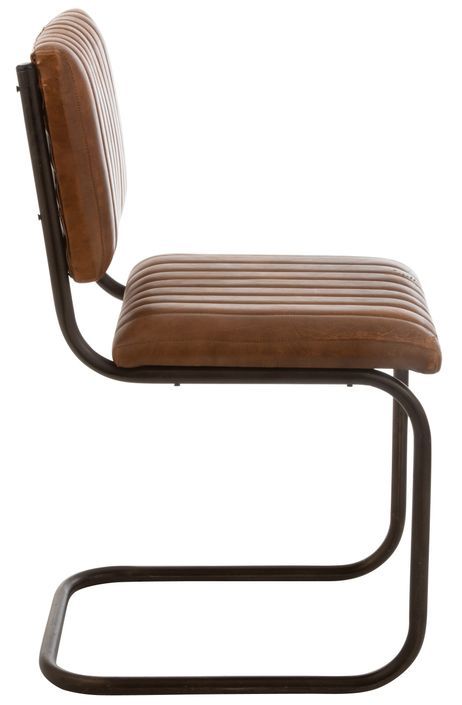 Chaise moderne cuir et métal marron Lignac - Photo n°3