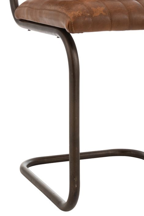 Chaise moderne cuir et métal marron Lignac - Photo n°5