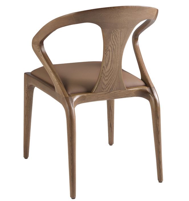 Chaise moderne en bois de frêne couleur noyer et simili cuir Omkra - Photo n°5