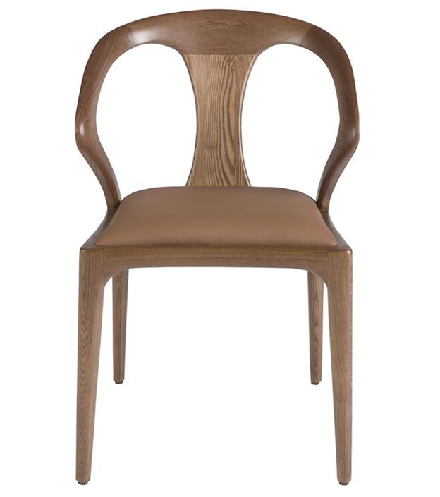Chaise moderne en bois de frêne couleur noyer et simili cuir Omkra - Photo n°6