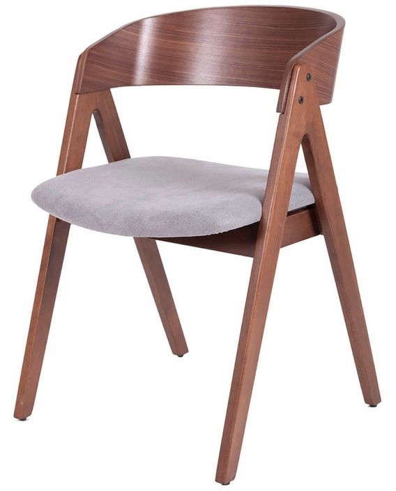 Chaise moderne en bois de noyer et tissu gris clair Merka - Photo n°1