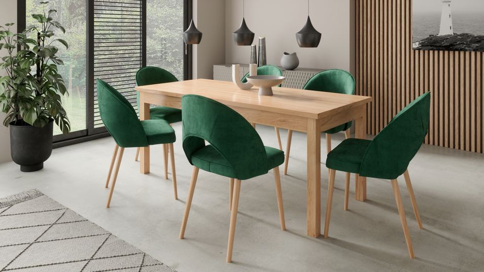 Chaise moderne en bois naturel de hêtre et tissu 34 coloris au choix Cekuza - Photo n°7