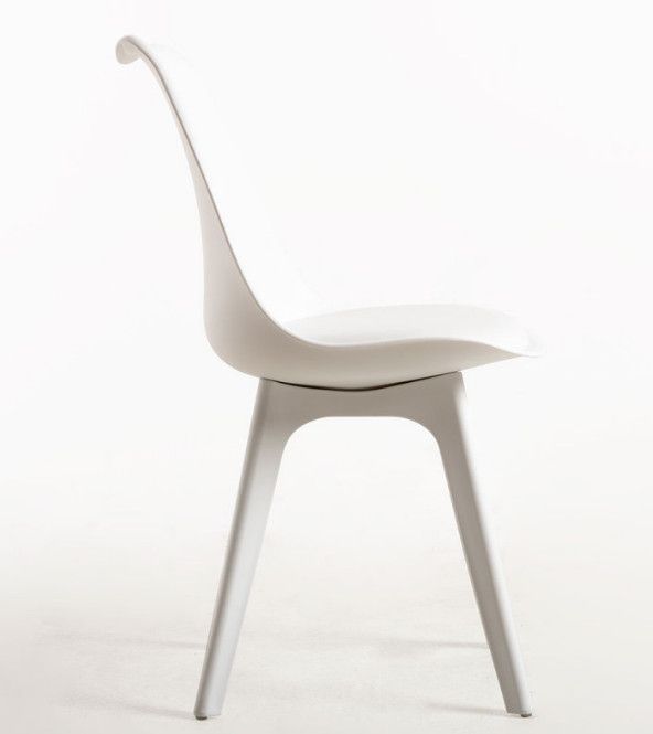 Chaise moderne polypropylène et coussin d'assise simili cuir blanc Arko - Lot de 2 - Photo n°2
