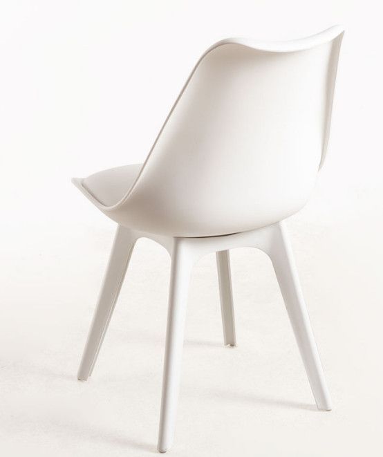 Chaise moderne polypropylène et coussin d'assise simili cuir blanc Arko - Lot de 2 - Photo n°3