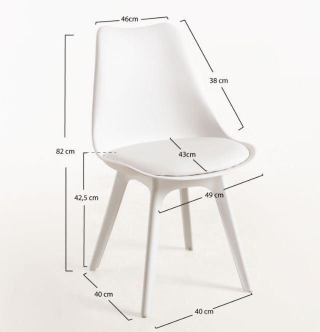 Chaise moderne polypropylène et coussin d'assise simili cuir blanc Arko - Lot de 2 - Photo n°4