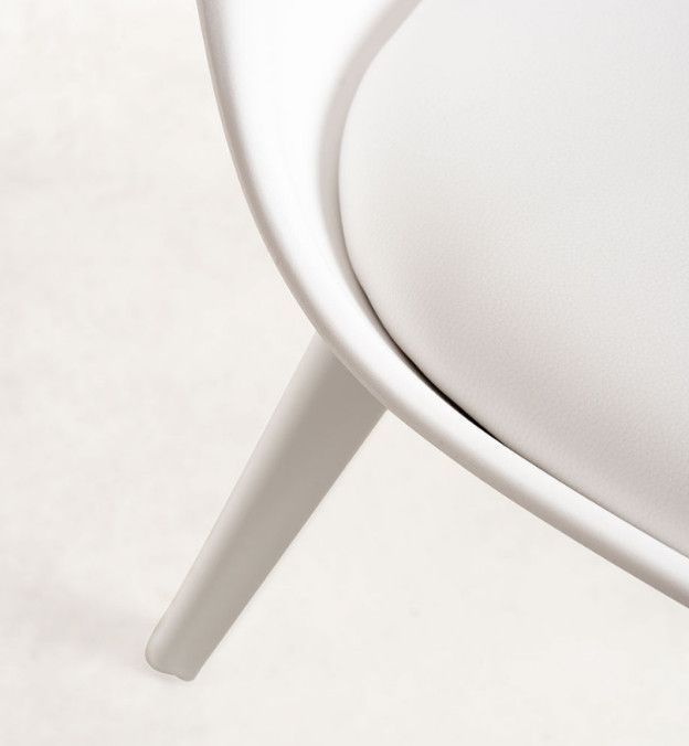 Chaise moderne polypropylène et coussin d'assise simili cuir blanc Arko - Lot de 2 - Photo n°5