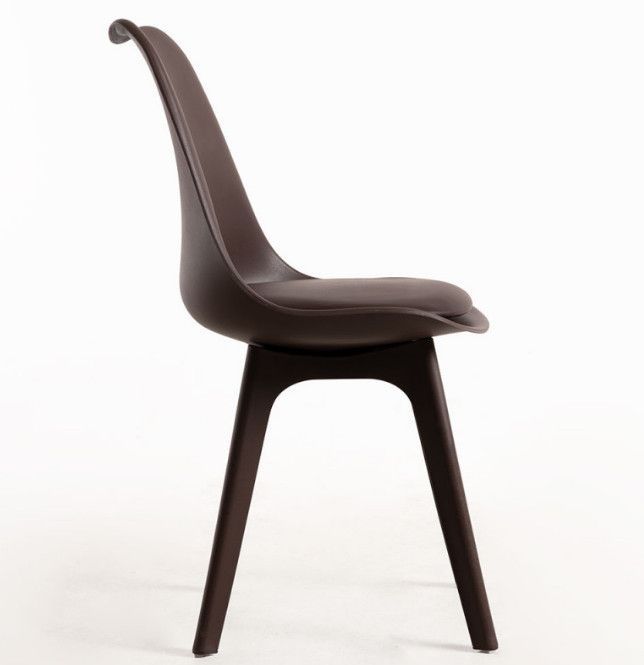 Chaise moderne polypropylène et coussin d'assise simili cuir chocolat Arko - Lot de 2 - Photo n°3