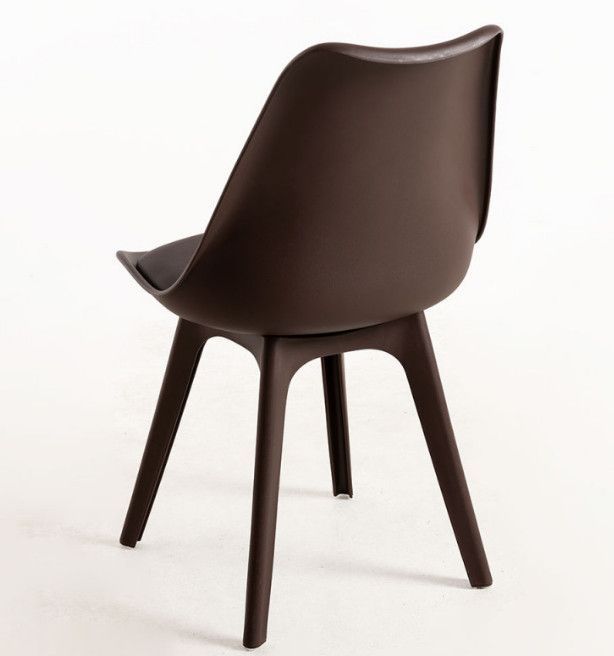Chaise moderne polypropylène et coussin d'assise simili cuir chocolat Arko - Lot de 2 - Photo n°4