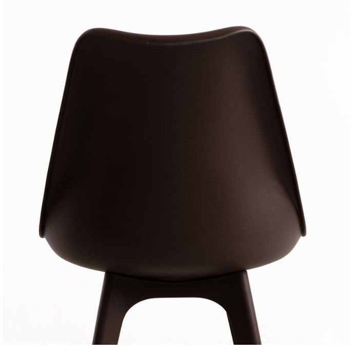 Chaise moderne polypropylène et coussin d'assise simili cuir chocolat Arko - Lot de 2 - Photo n°6