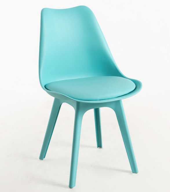 Chaise moderne polypropylène et coussin d'assise simili cuir vert Arko - Lot de 2 - Photo n°1
