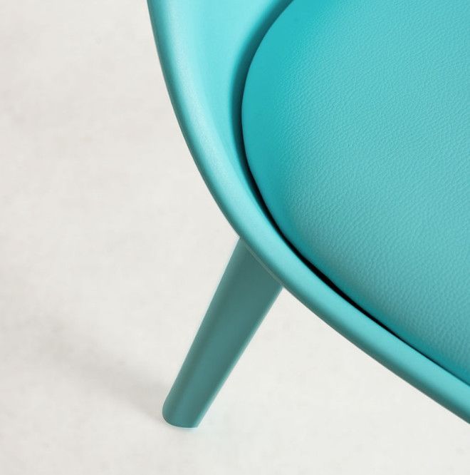Chaise moderne polypropylène et coussin d'assise simili cuir vert Arko - Lot de 2 - Photo n°5