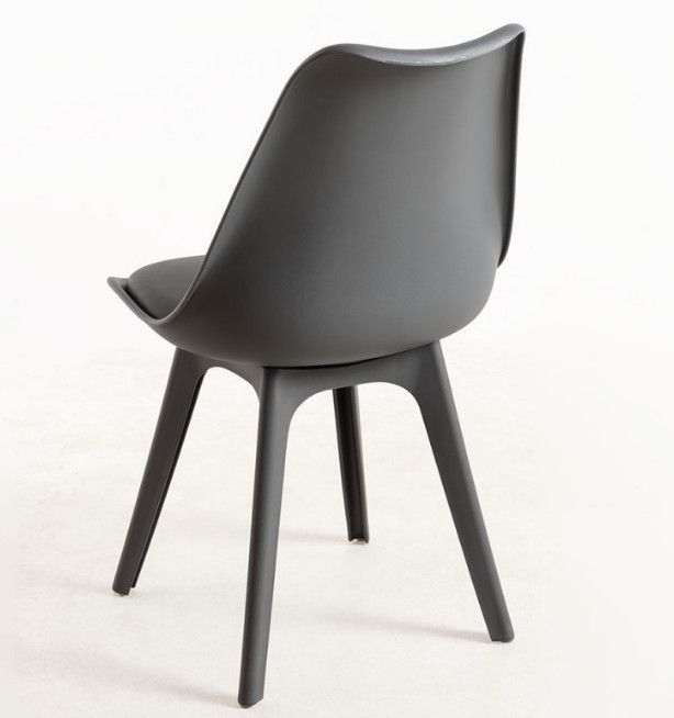 Chaise moderne polypropylène et coussin d'assise simili cuir gris foncé Arko - Lot de 2 - Photo n°3