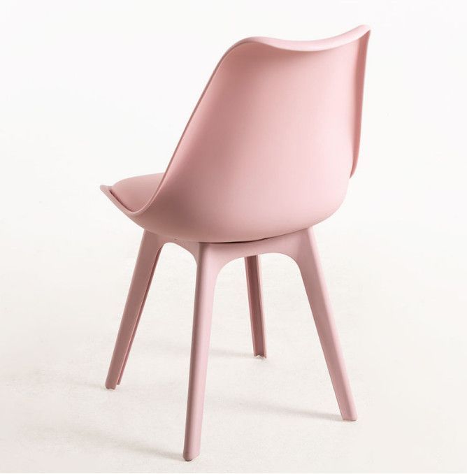 Chaise moderne polypropylène et coussin d'assise simili cuir rose Arko - Lot de 2 - Photo n°3