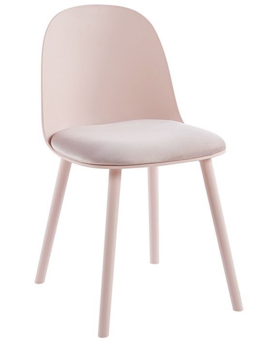 Chaise moderne rose pale avec un coussin d'assise en velours Koupa - Photo n°1