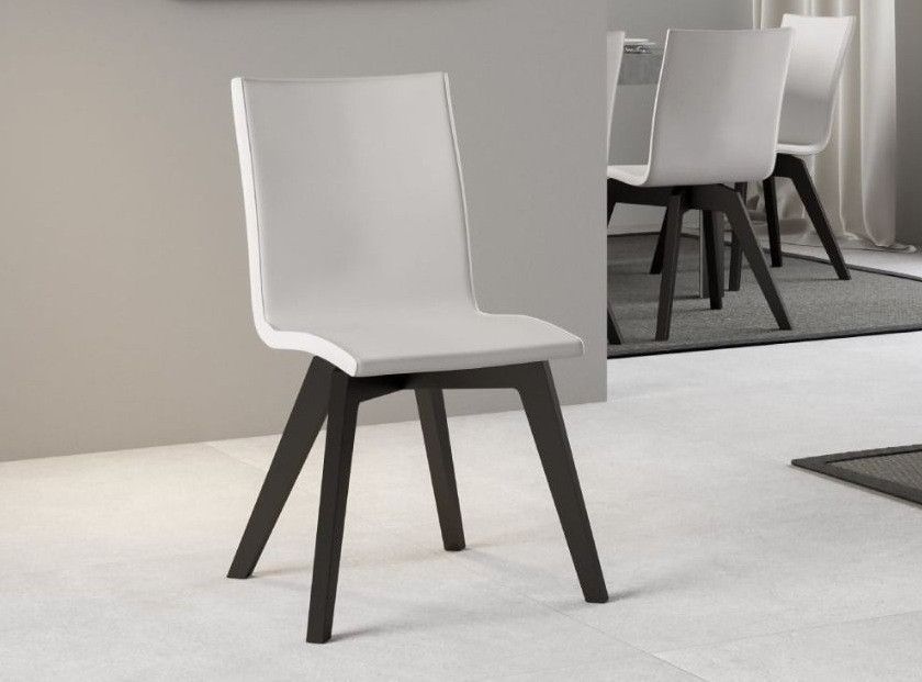 Chaise moderne simili cuir blanc et pieds anthracite Julak - Photo n°1