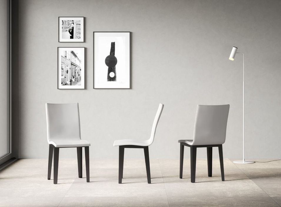 Chaise moderne simili cuir blanc et pieds métal anthracite Sofy - Photo n°3