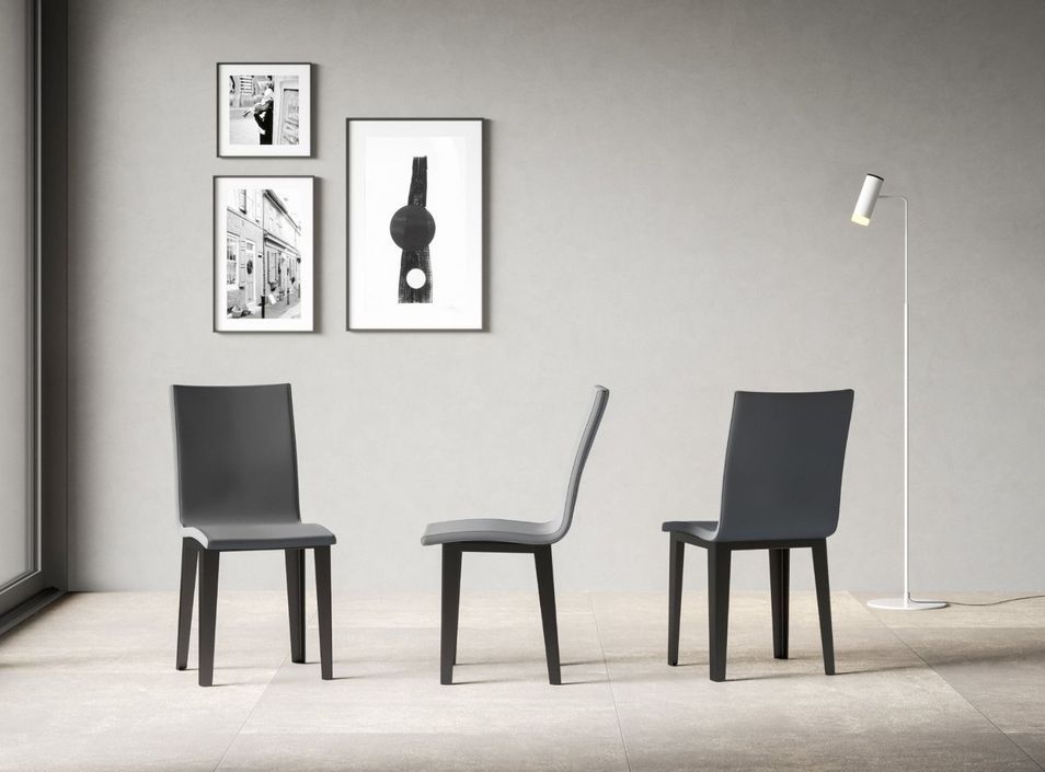 Chaise moderne simili cuir blanc et pieds métal anthracite Sofy - Photo n°6