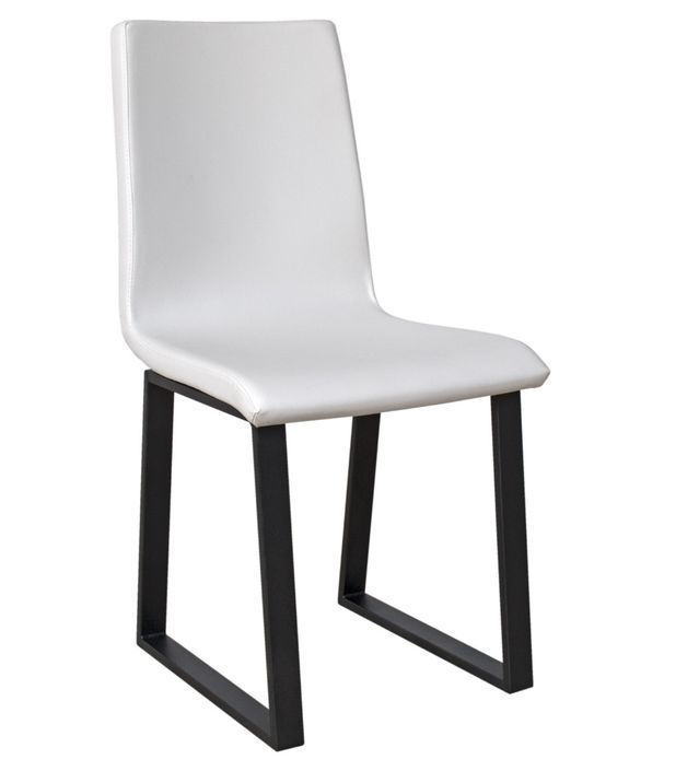 Chaise moderne simili cuir blanc et pieds métal anthracite Bary - Photo n°1