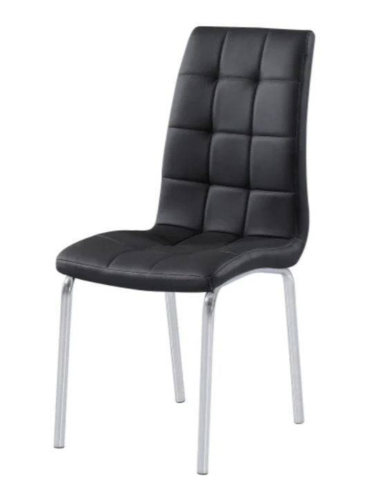Chaise moderne simili cuir et pieds métal chromé Maeva - Lot de 6 - Photo n°2