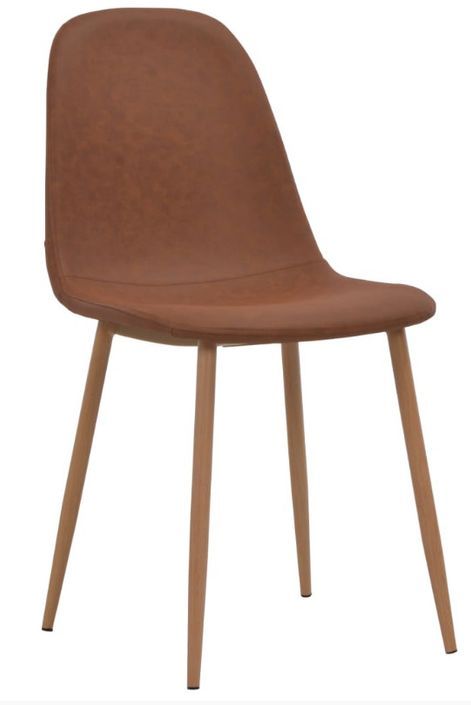 Chaise moderne simili cuir et pieds métal marron Ora - Lot de 2 - Photo n°1