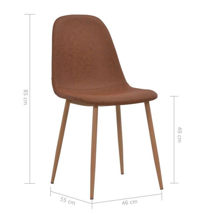 Chaise moderne simili cuir et pieds métal marron Ora - Lot de 2 - Photo n°7
