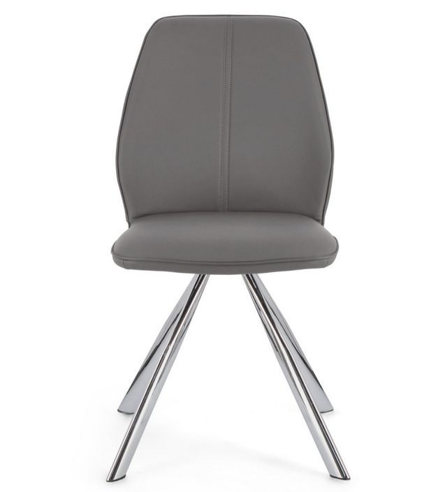 Chaise moderne simili cuir gris et pieds chromé Zebra - Lot de 4 - Photo n°2