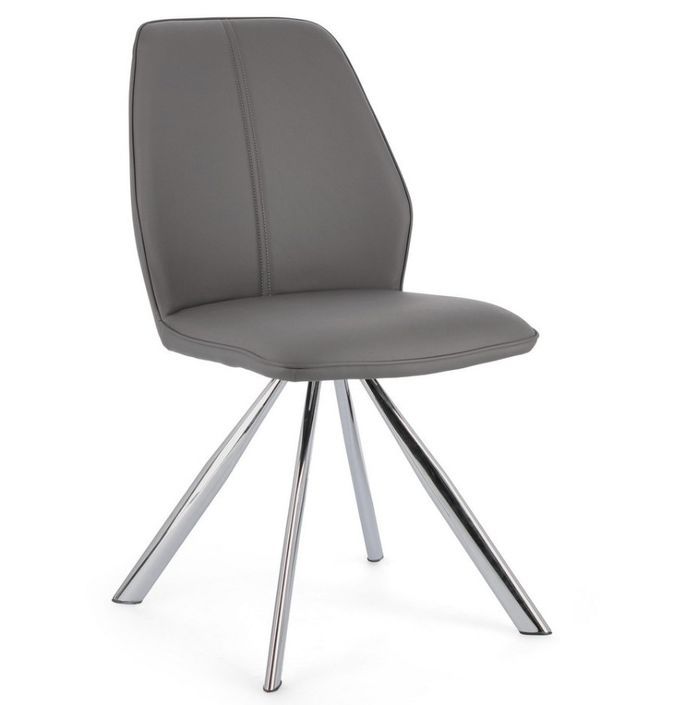 Chaise moderne simili cuir gris et pieds chromé Zebra - Lot de 4 - Photo n°1