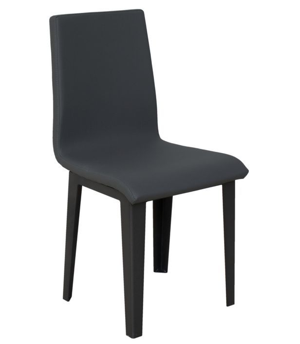 Chaise moderne simili cuir gris et pieds métal anthracite Sofy - Photo n°1